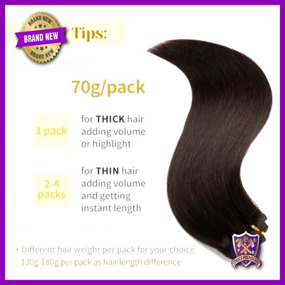 20 Inch Clip-In Human Hair Extensions, 7pc Set for Volume & Length main image 6